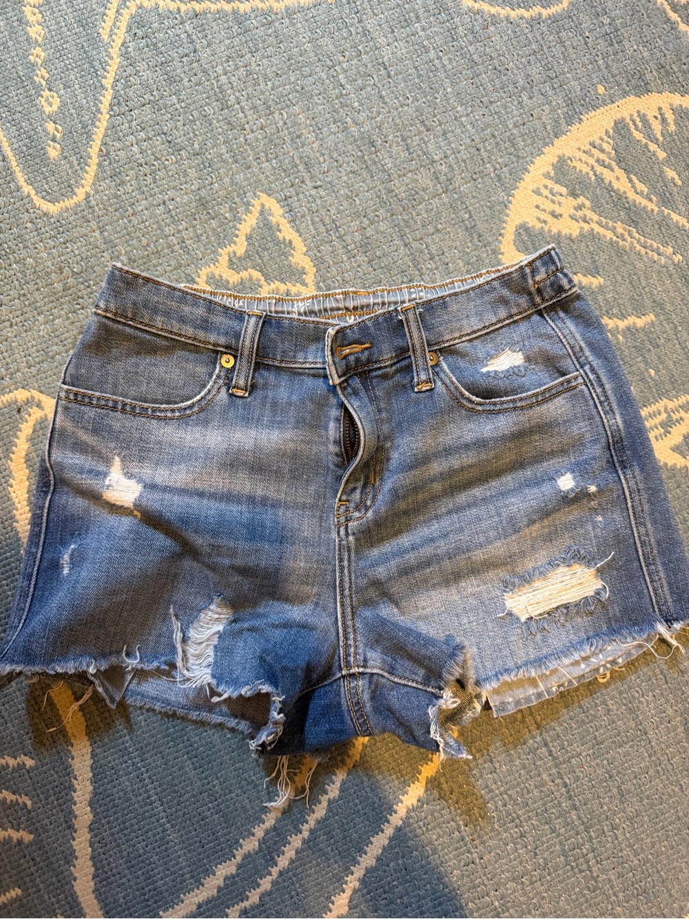 Aerie Distressed High-Rise Denim Shorts